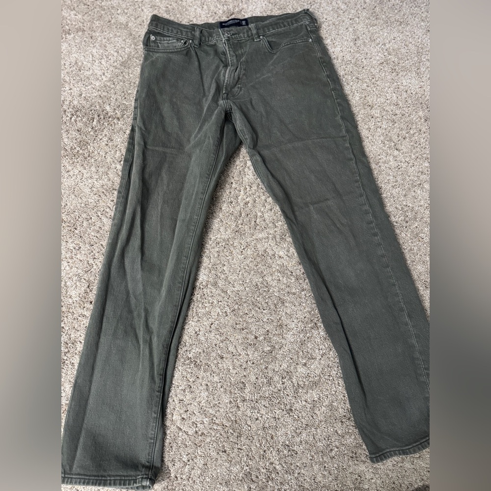 Mens Abercrombie & Fitch Straight Jeans Olive 33w32L